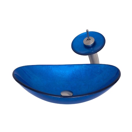 Novatto AZZURRO Glass Vessel Bathroom Sink Set, Brushed Nickel NSFC-S1328031001BN